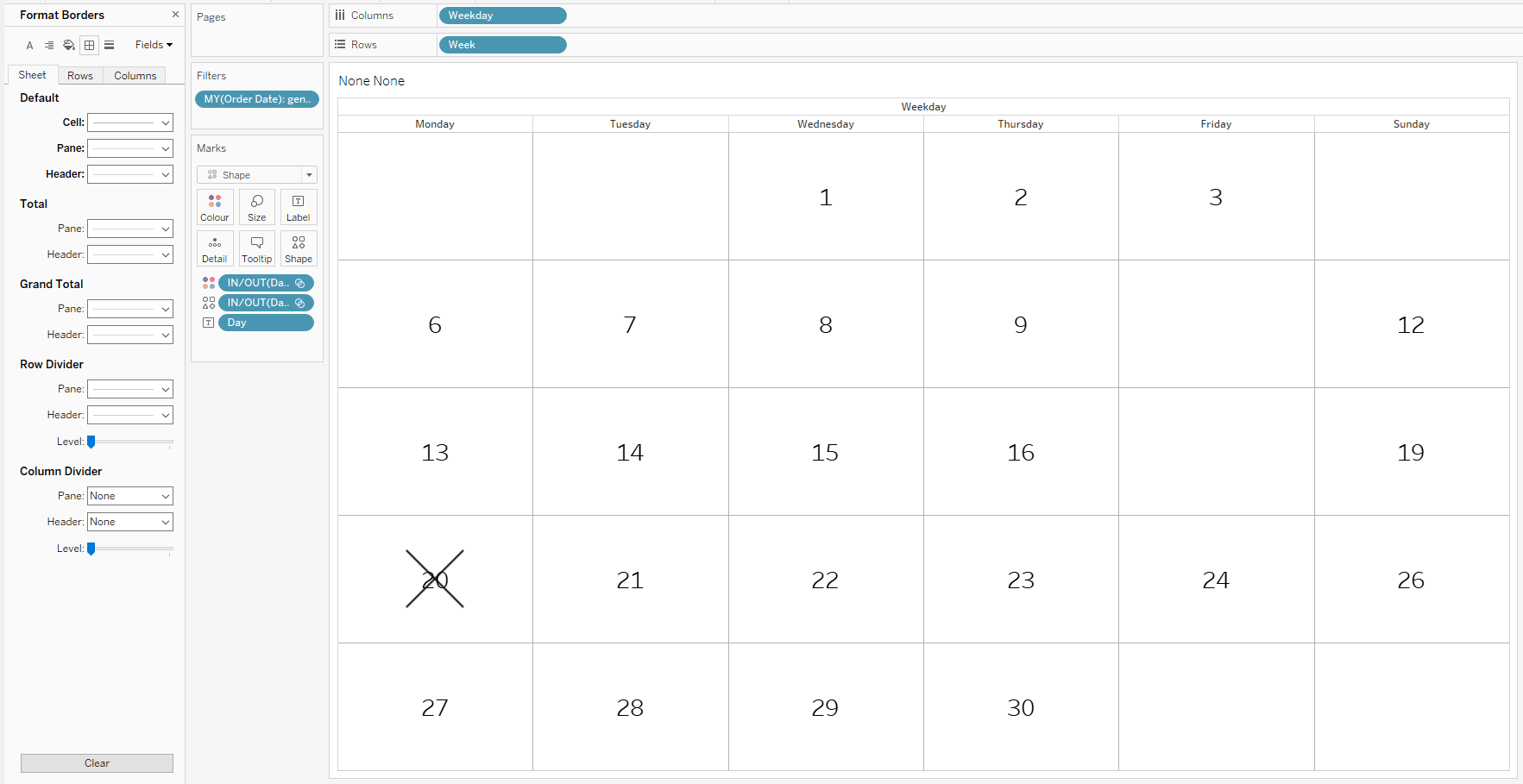 Modifiche grafiche per renderlo simile a un calendario