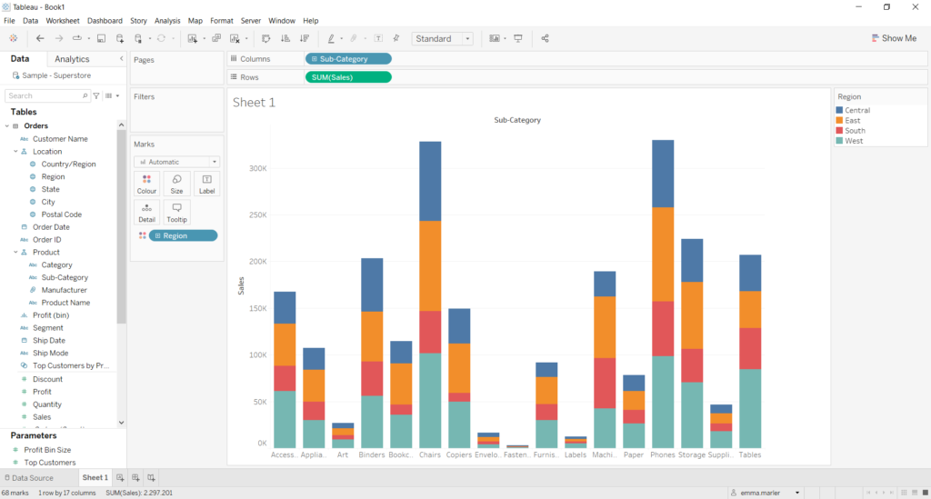 How to create a 100% stacked bar chart in Tableau | Visualitics