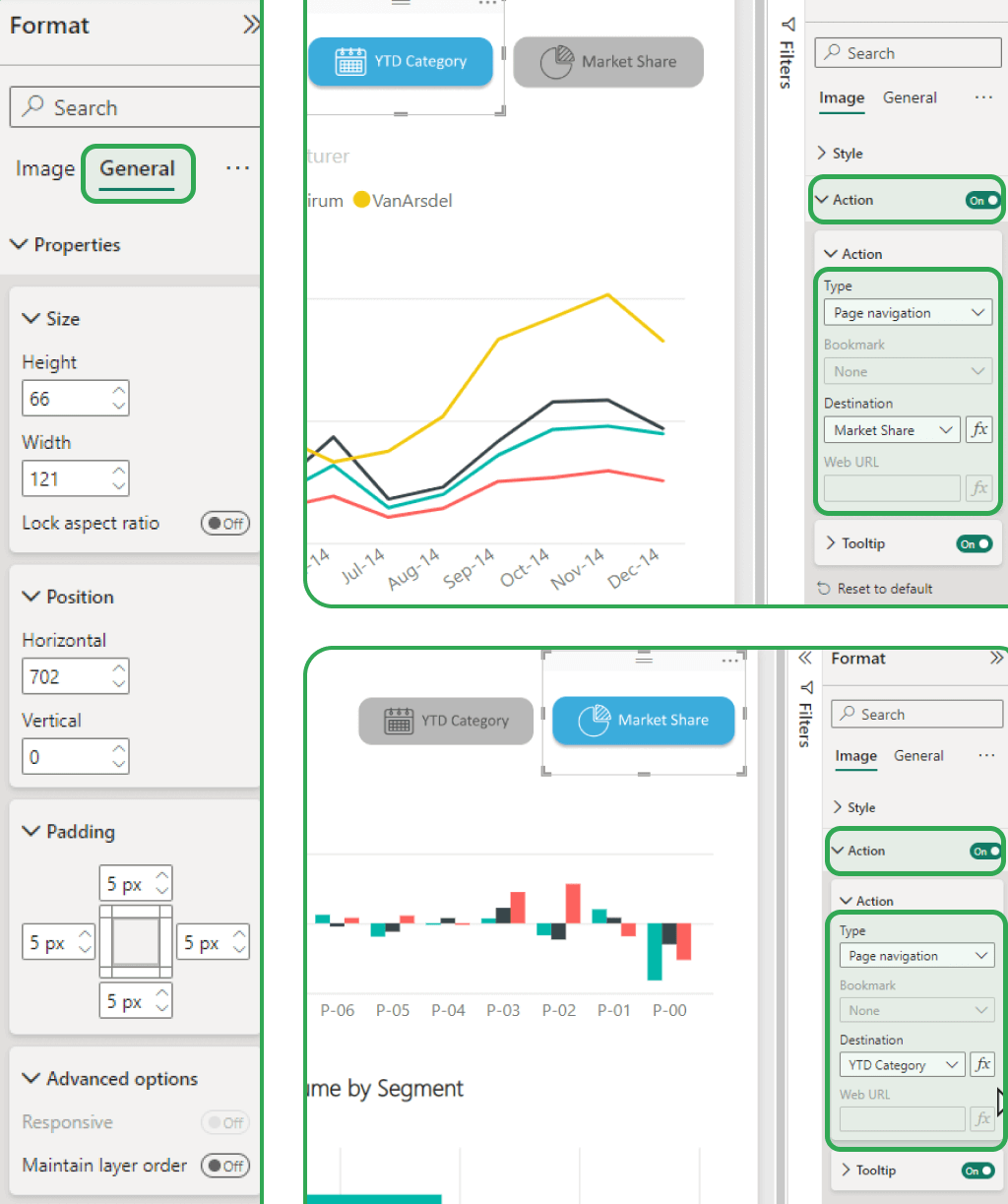 creare pulsanti di navigazione power bi