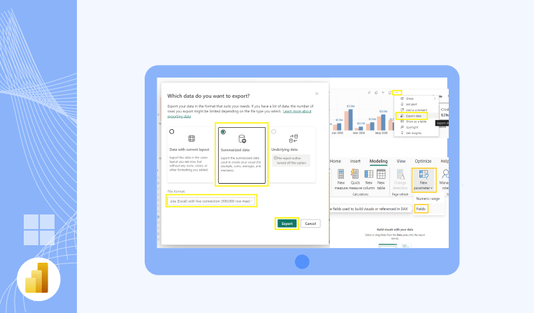 power bi power bi excel esportare dati