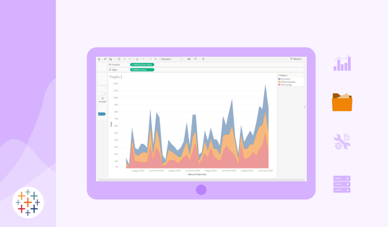 Come realizzare uno Stacked Area Chart Tableau