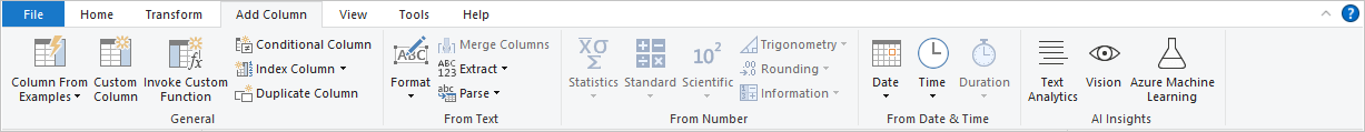 Scheda "Add Column"