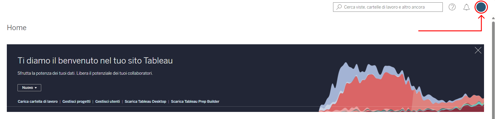 Menu Account in Tableau Cloud