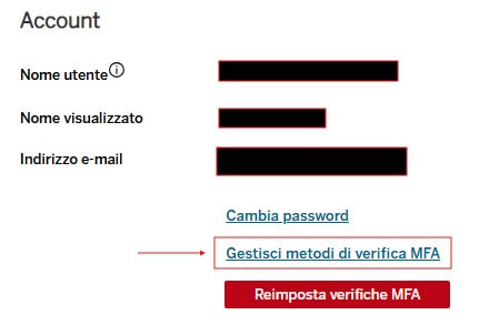 Gestisci metodi di verifica MFA