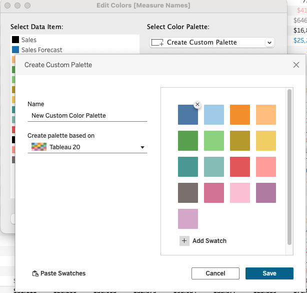 Tableau 2025.3 - Color Palette personalizzata