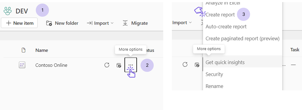 Creazione del report a partire da un modello semantico pubblicato su Power BI Service