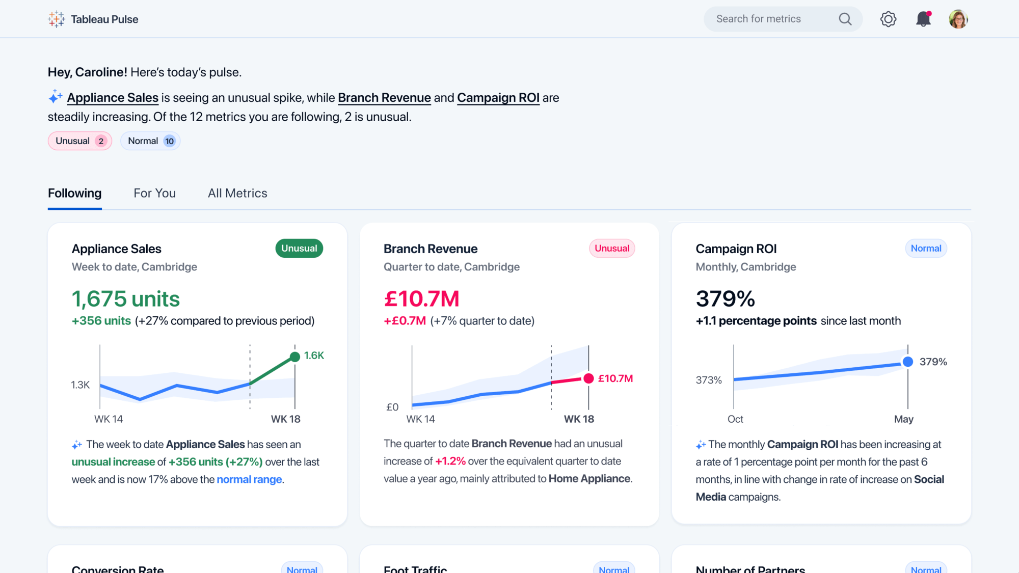 tableau pulse home page